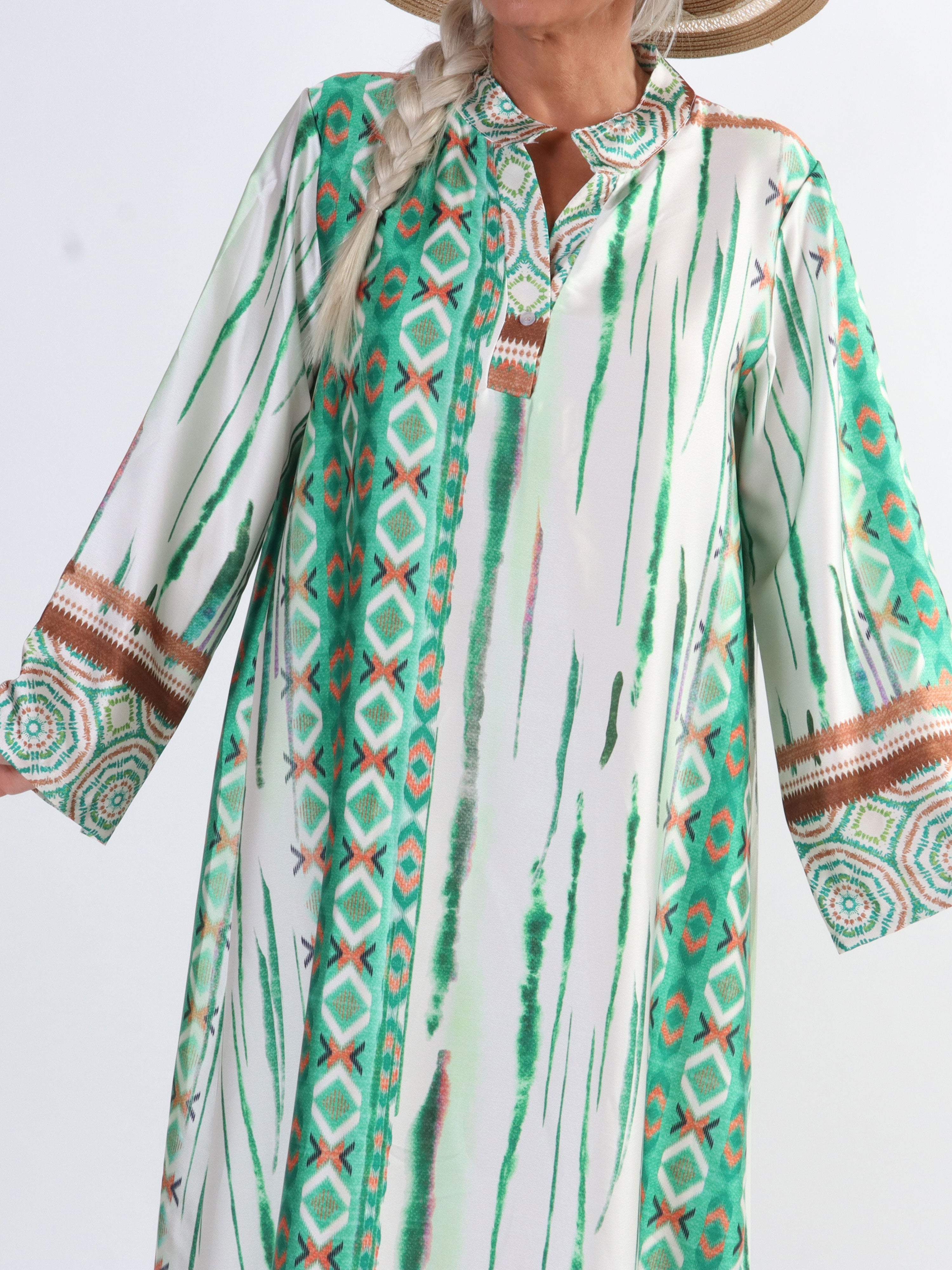 Hyben - Långärmad klänning i sidenlook